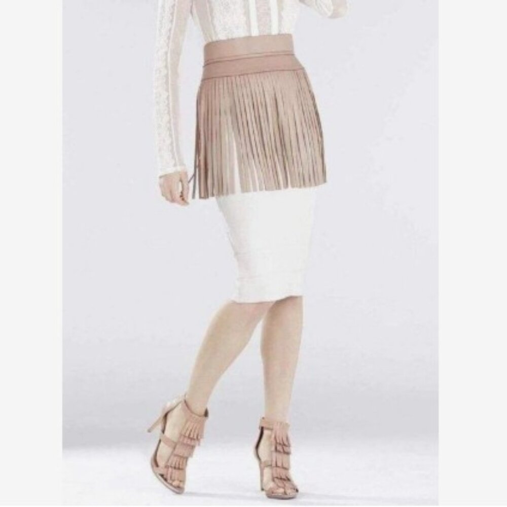 BCBGMax Azria Fringe Contour Waist Belt - Blush Nude Pink Size M